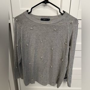 Zara Beaded Grey Sweater